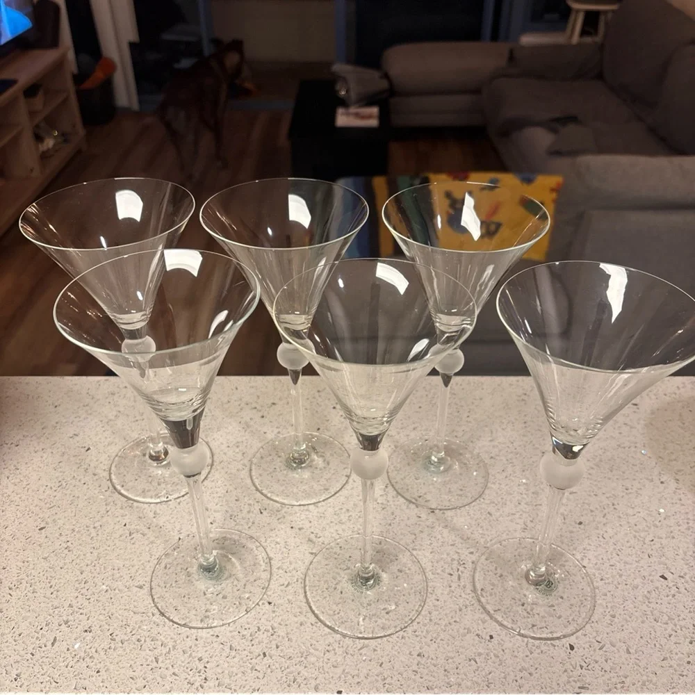 William Sonoma Elegant Clear Martini Glass Set of 6